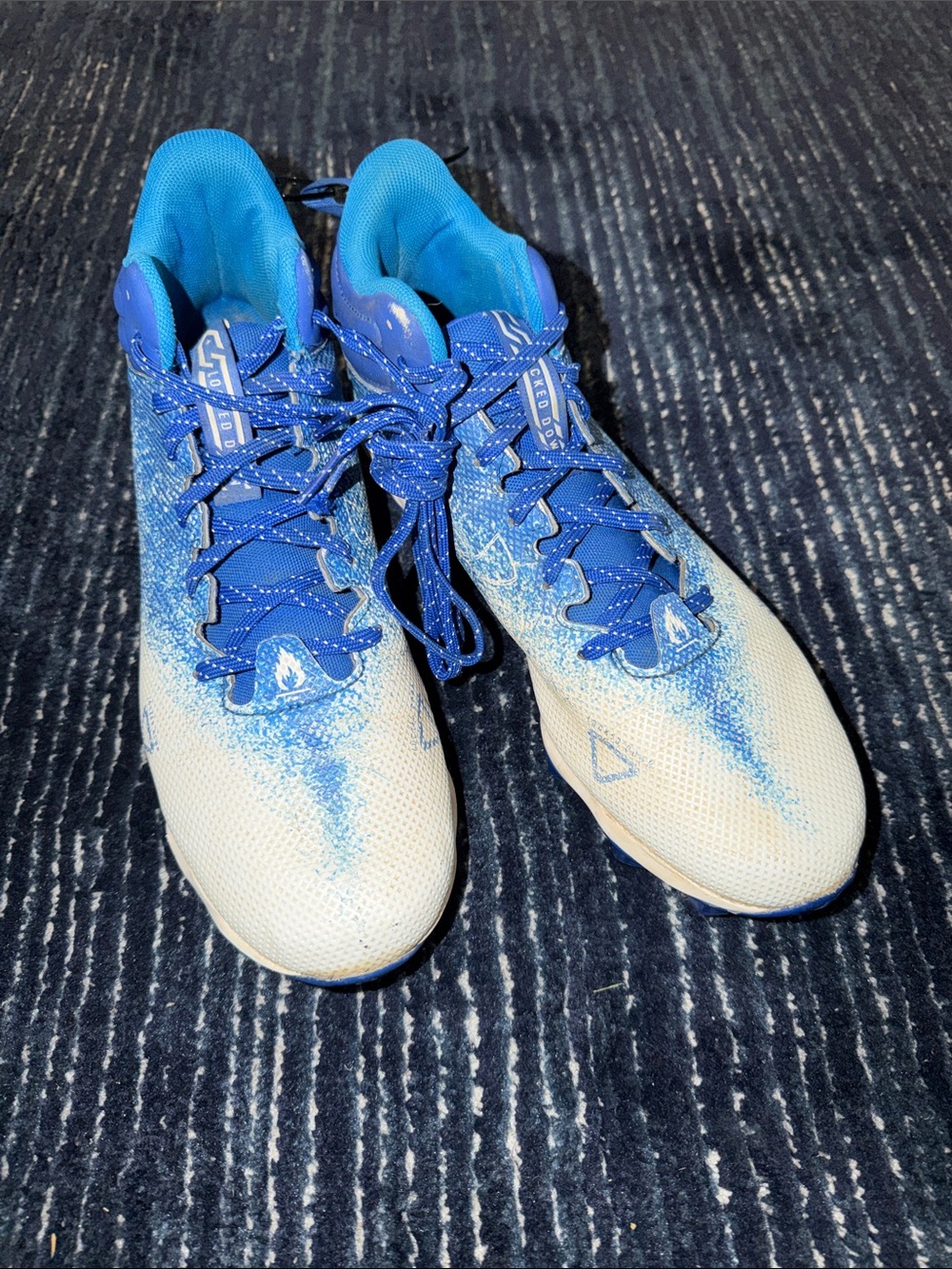 Under Armour Blue and Cream Gradient Football Cleats
